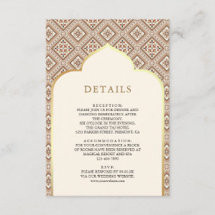 Cream Ivory Gold Geometric Pattern Wedding Details Enclosure Card
