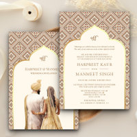 Cream Ivory Gold Punjabi Anand Karaj Sikh Wedding