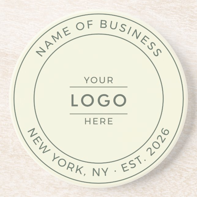 Cream Ivory Modern Business Logo Established Year Coaster (Front)