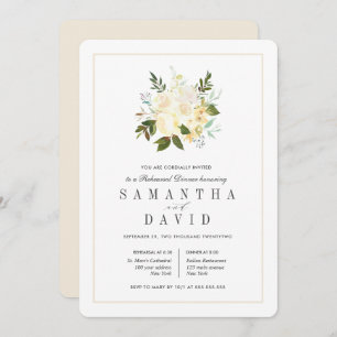 Cream + Ivory Organic Wedding Rehearsal Dinner Invitation