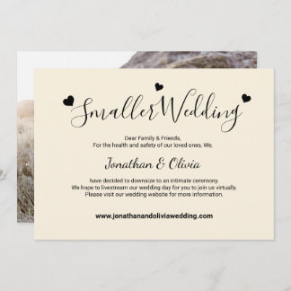 Cream Ivory Smaller Wedding Photo Downsize Wedding Announcement
