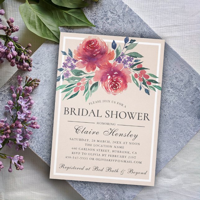 Cream Ivory Watercolor Floral Bridal Shower Invitation (Creator Uploaded)