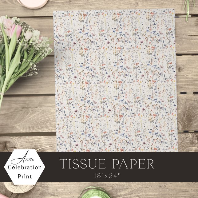 Cream Ivory Watercolor Meadow Wildflowers Tissue Paper (Creator Uploaded)