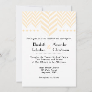 Cream Ivory White Herringbone Wedding Invitation