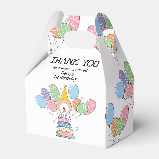 Cream Labradoodle Birthday Thank You Favour Box (Front Side)