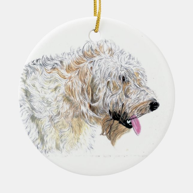 Cream Labradoodle Ceramic Tree Decoration (Front)