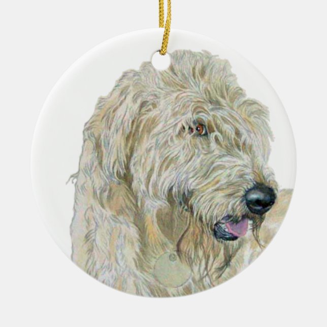 Cream Labradoodle Ceramic Tree Decoration (Front)