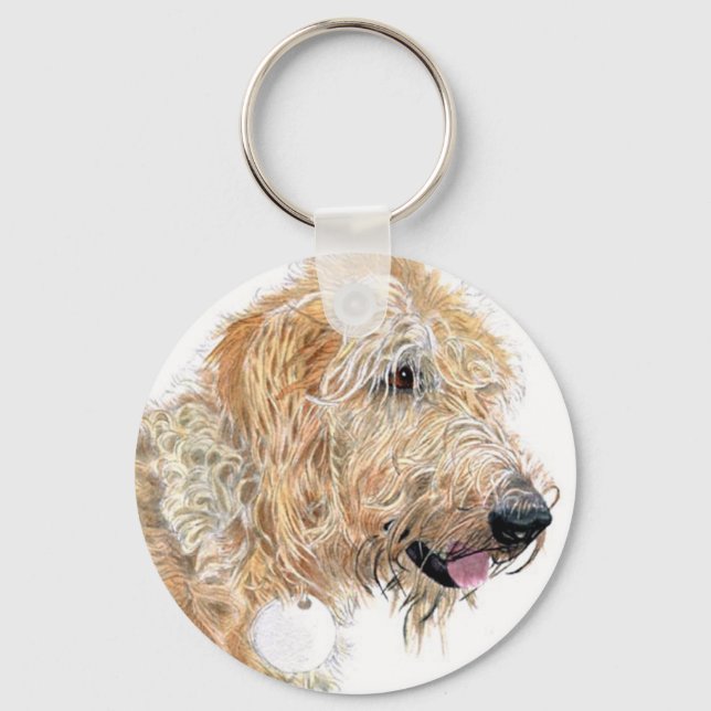 Cream Labradoodle Keychain (Front)