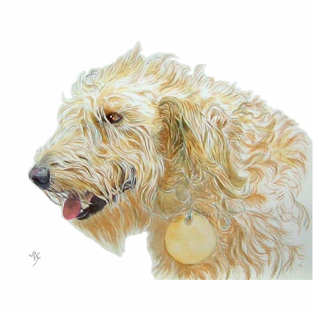 Cream Labradoodle Sculpture Standing Photo Sculpture (Front)