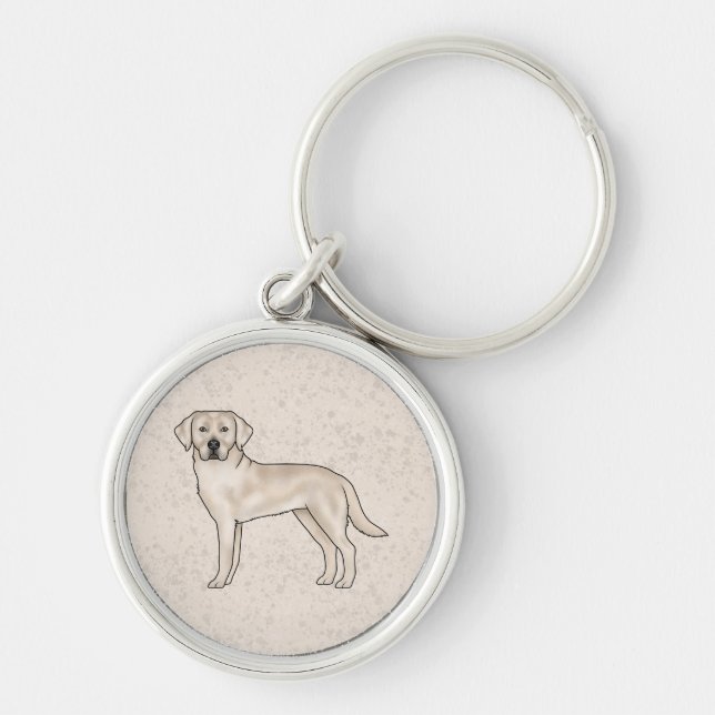 Cream Labrador Retriever Cartoon Dog Illustration Key Ring (Front)