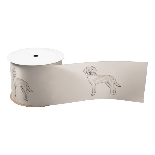 Cream Labrador Retriever Cute Cartoon Lab Dog Satin Ribbon (Spool)