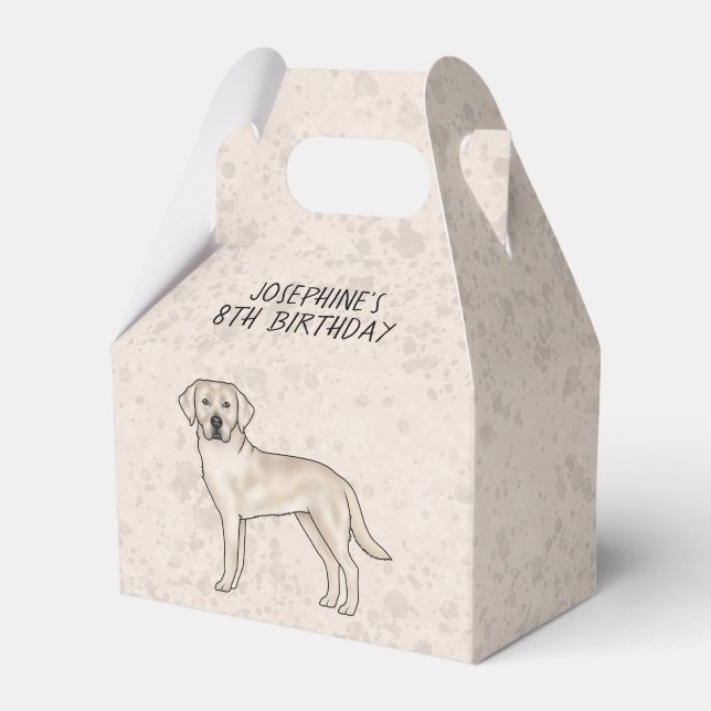 Cream Labrador Retriever Dog Custom Kids Birthday Favour Box (Front Side)