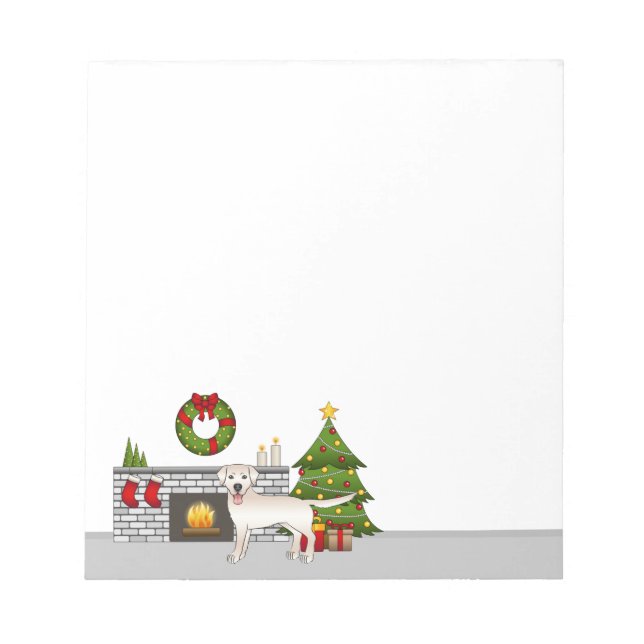 Cream Labrador Retriever - Festive Christmas Room Notepad (Front)