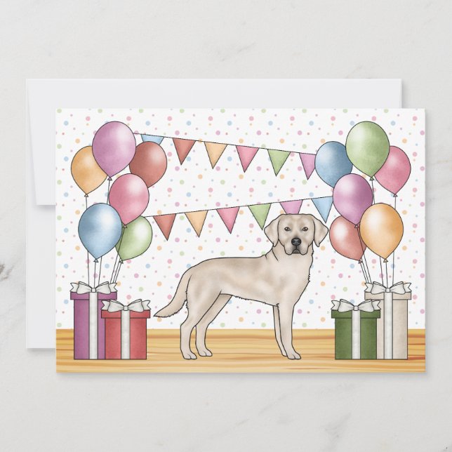 Cream Labrador Retriever Lab Dog Colourful Birthda Invitation (Front)