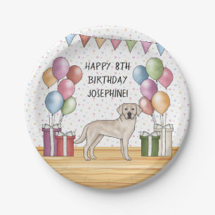 Cream Labrador Retriever Lab Dog Colourful Birthda Paper Plate