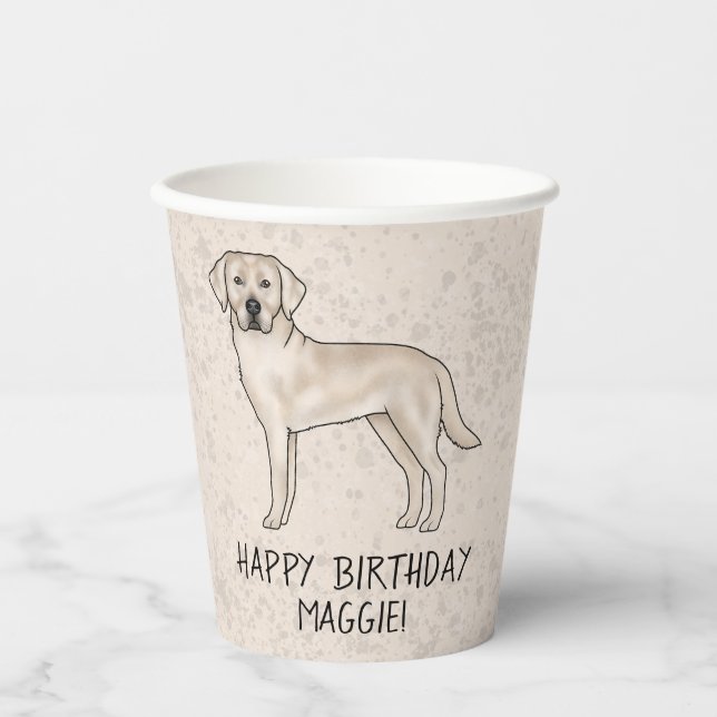 Cream Labrador Retriever Lab Dog Happy Birthday Paper Cups (Front)