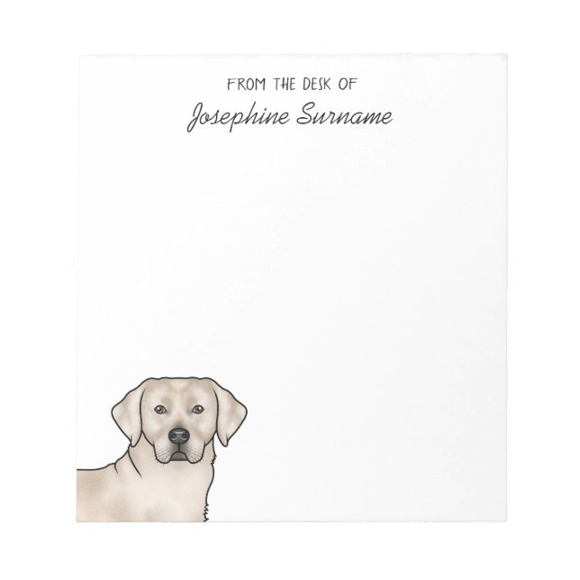 Cream Labrador Retriever Lab Dog With Custom Name Notepad (Front)