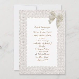 Cream Lace Border Wedding Invitation