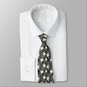 Cream Lace Flower Pattern Delicate Tie