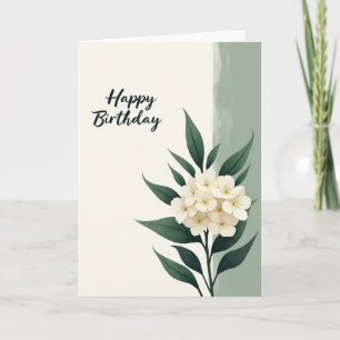 Cream Leaf Birthday Card