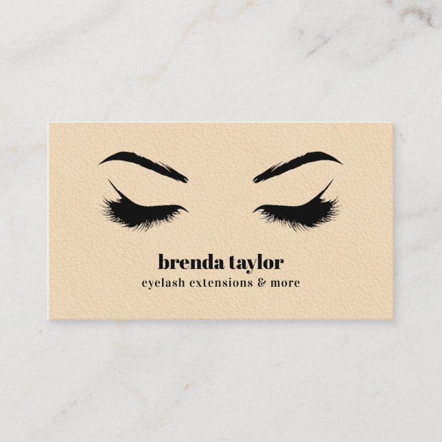 CREAM  LEATHER chic Eyelash Browbar professional Business Card (Front)