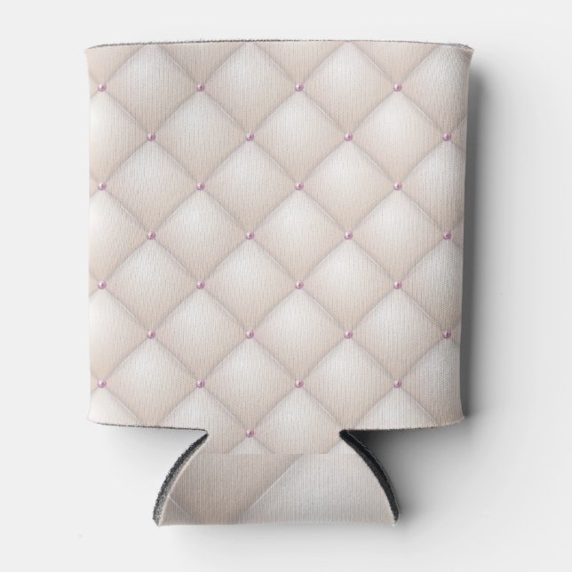 Cream leather, vintage upholstery texture. can cooler (Front)