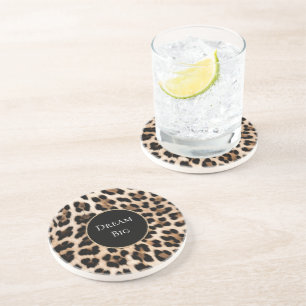Cream Leopard Animal Birthday Coaster