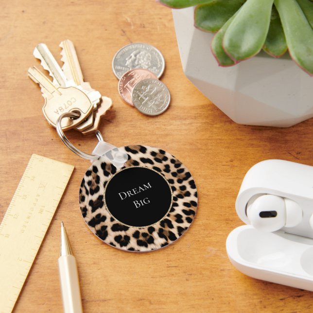 Cream Leopard Animal  Key Ring (Desk)