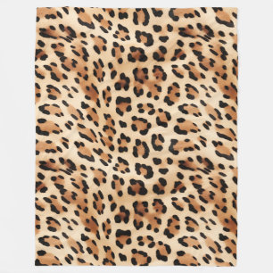 Cream Leopard Animal Print Fleece Blanket
