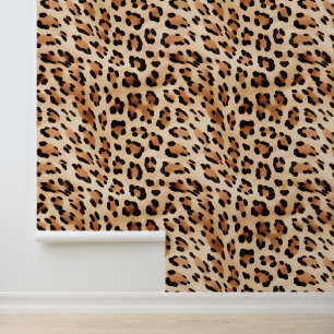 Cream Leopard Animal Print Wallpaper