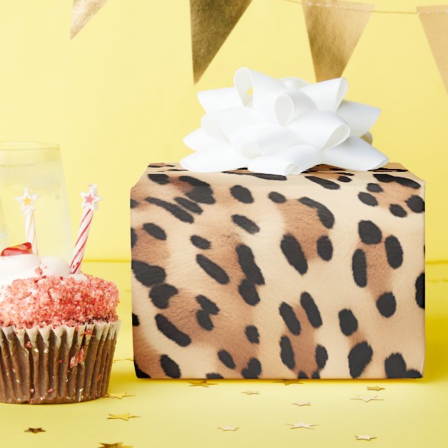 Cream Leopard Animal Print Wrapping Paper (Birthday Party)