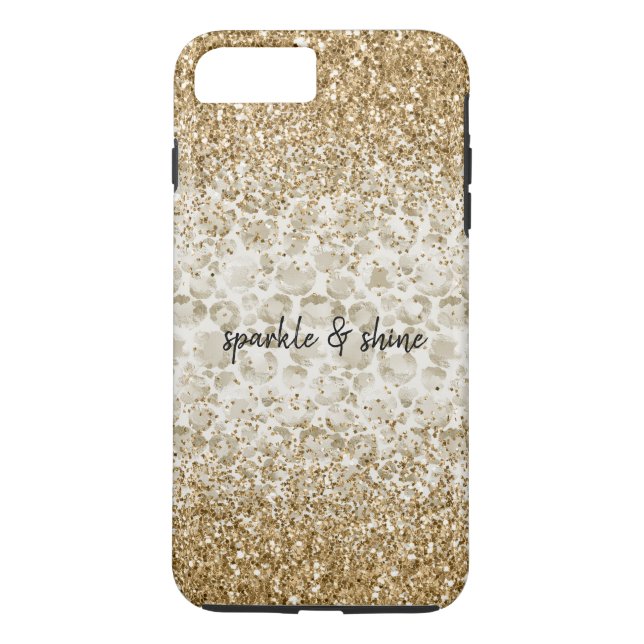 Cream Leopard Print Glitzy Gold Sparkle Case-Mate iPhone Case (Back)