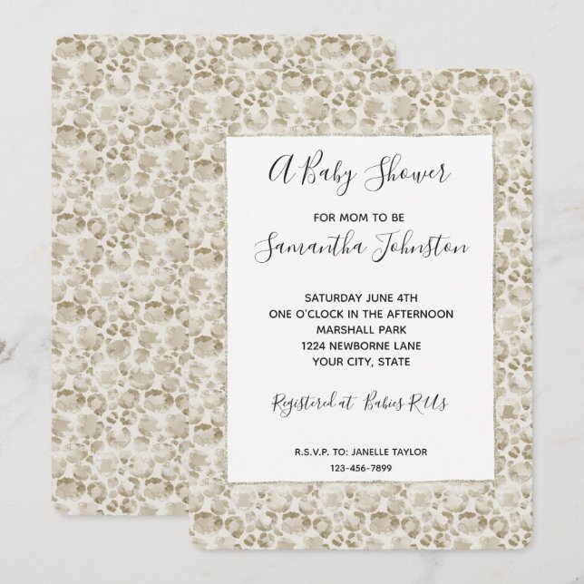 Cream Leopard Print Invitation (Front/Back)