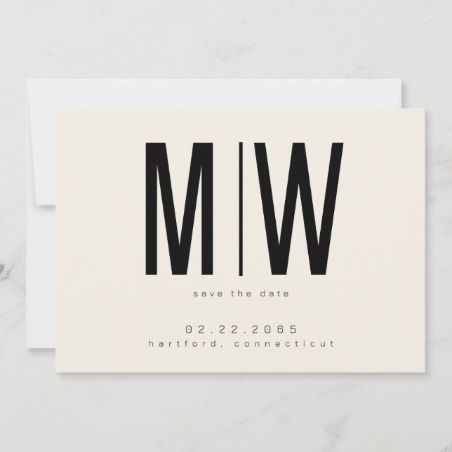 Cream Lg. Monogram Wedding Save the Date (Front)