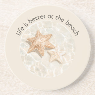 Cream Life is Better at the Beach Starfish Coaster