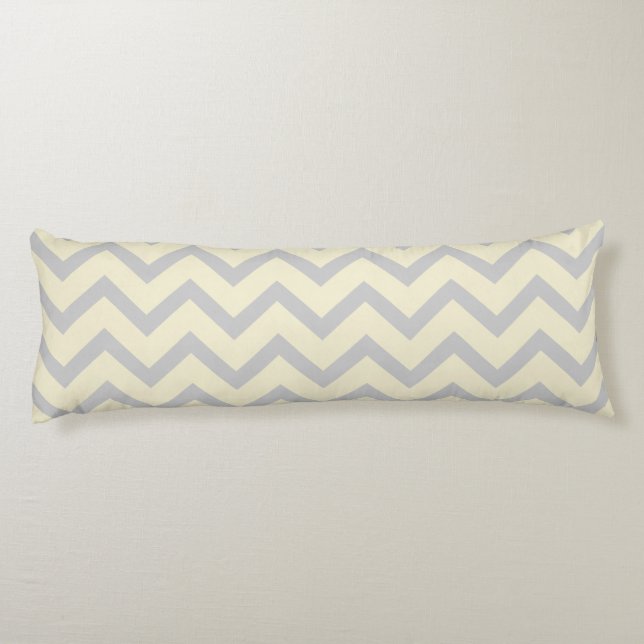 Cream & Light Grey Chevron Zigzag Pattern Body Cushion (Back)