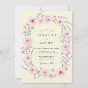 Cream Lilac Petal Wedding Invitation