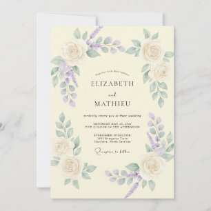 Cream Lilac Vine Wedding Invitation