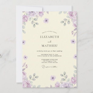 Cream Lilac Wildflower Wedding Invitation