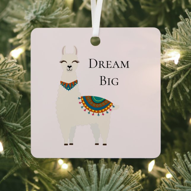 Cream Llama Metal Tree Decoration (Insitu)