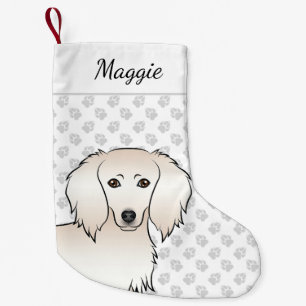 Cream Long Hair Dachshund Cute Cartoon Dog Head Small Christmas Stocking