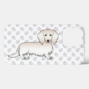 Cream Long Hair Dachshund Cute Cartoon Dog & Paws iPhone 13 Pro Case