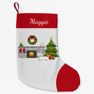 Cream Long Hair Dachshund Cute Dog Christmas Room Small Christmas Stocking