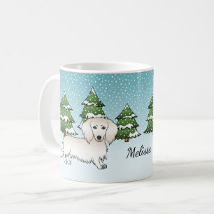 Cream Long Hair Dachshund Cute Dog - Winter Forest Coffee Mug