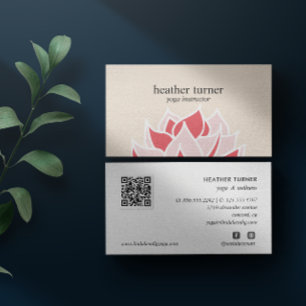 Cream Lotus QR CODE wellness spa massage yoga  Business Card