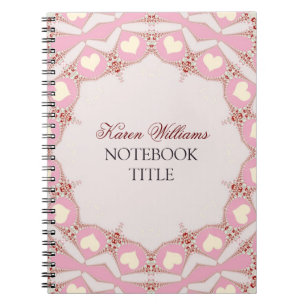 Cream Love Hearts Pink Pastel Lace Notebook