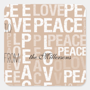 Cream Love Peace Gift Tag