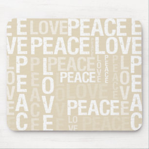 Cream Love Peace Typography Mouse Mat