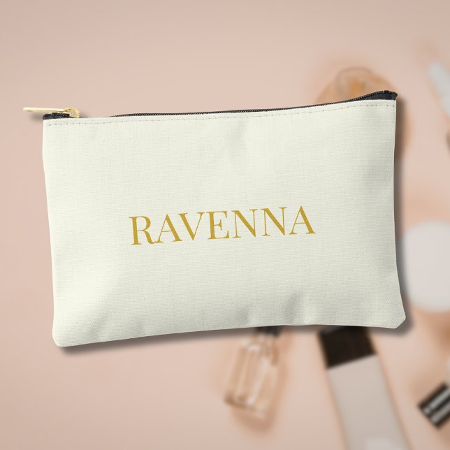 Cream Luxury Custom Serif Name Gift For Her Accessory Pouch (Creator Uploaded)
