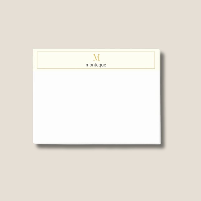Cream Luxury Serif Personalised Monogram Post-it Notes (Creator Uploaded)